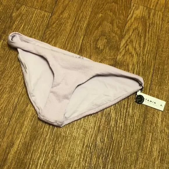 Vitamin A Luciana Ribbed Swim Bikini Bottom Light Purple Lilac Size Small / 6